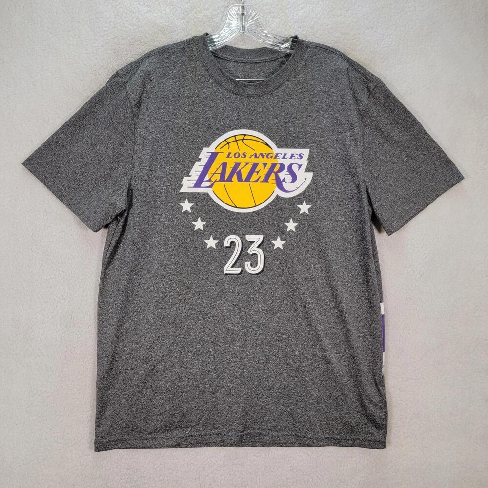 Los Angeles La Lakers Lebron James Nba T Shirt Gray Mens Tee Size L 1
